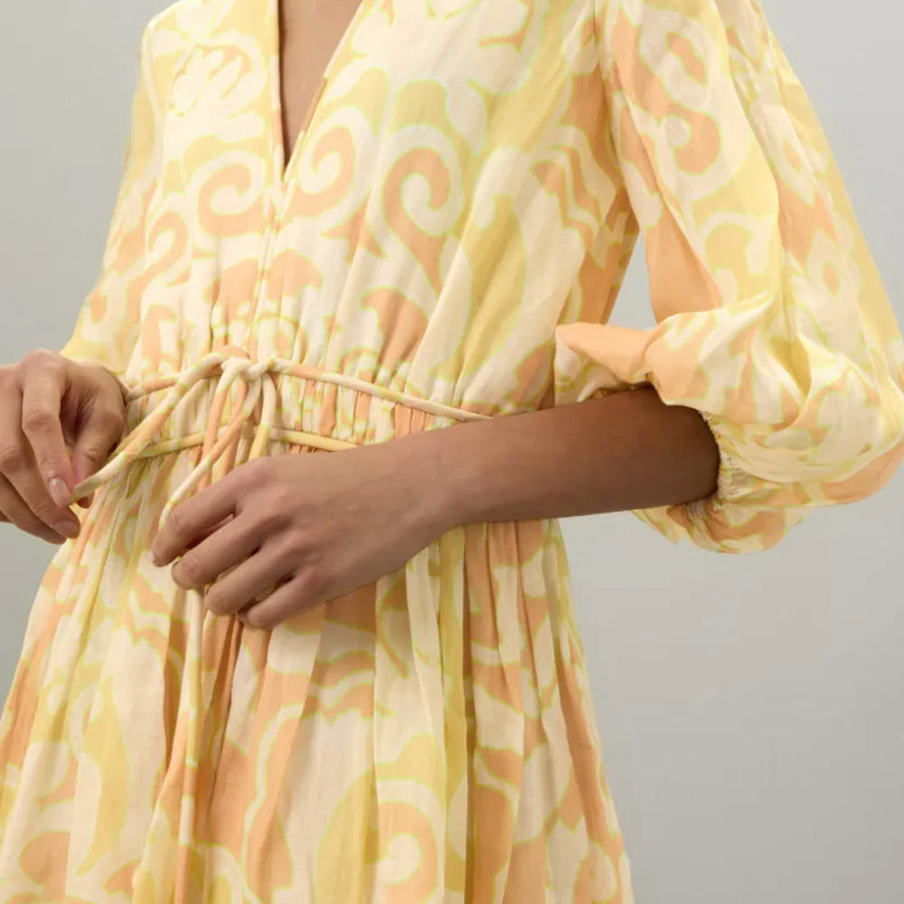 Alexis Yellow Boho Mini Dress XS Party Vacation Designer Cottagecore Cotton $600 - Picture 2 of 13
